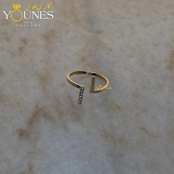 انگشتر دو خط نگین دار طلا